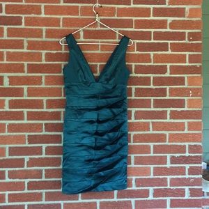 Emerald green silk dress